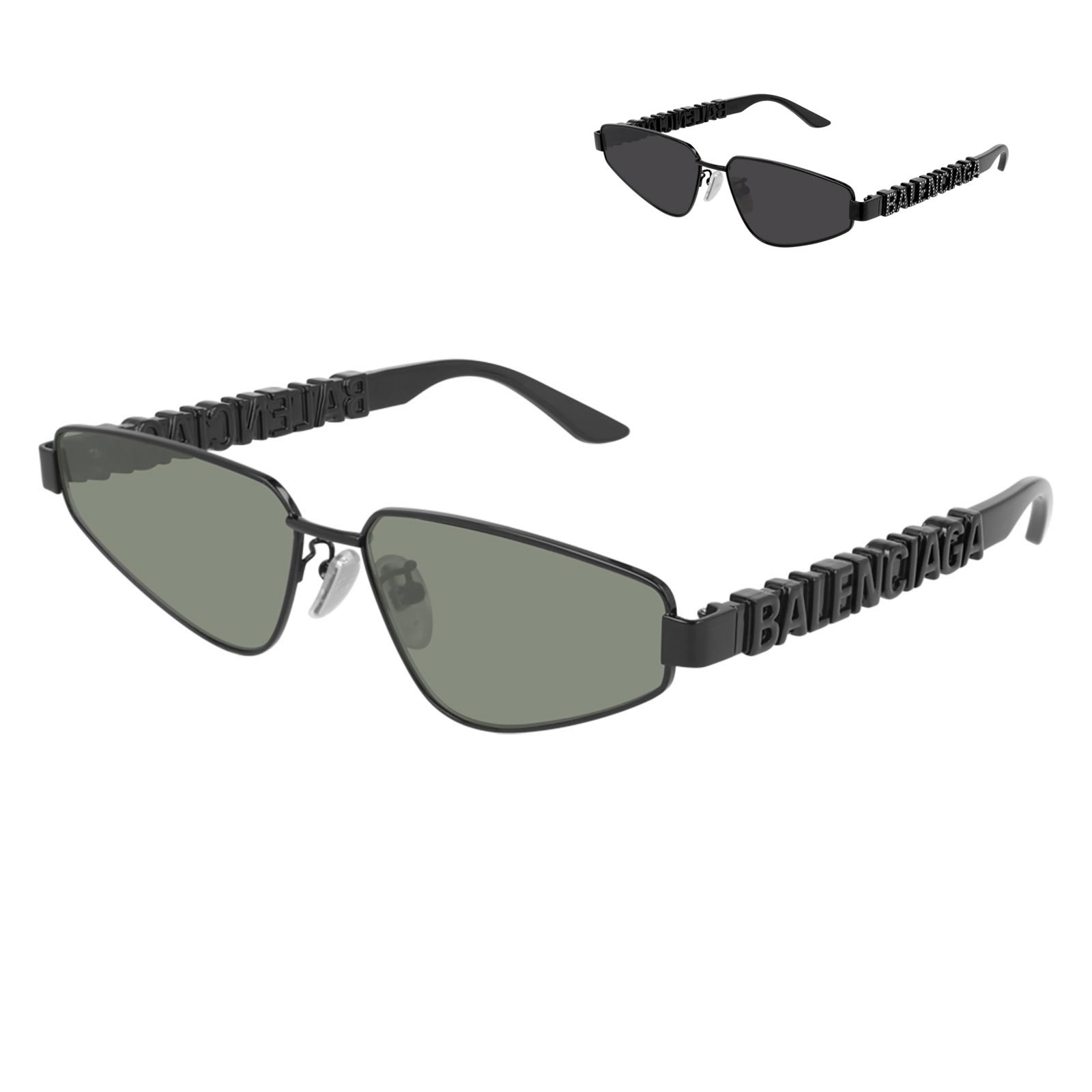 Balenciaga Dynasty Rectangle BB0096S 011 White Grey Sunglasses